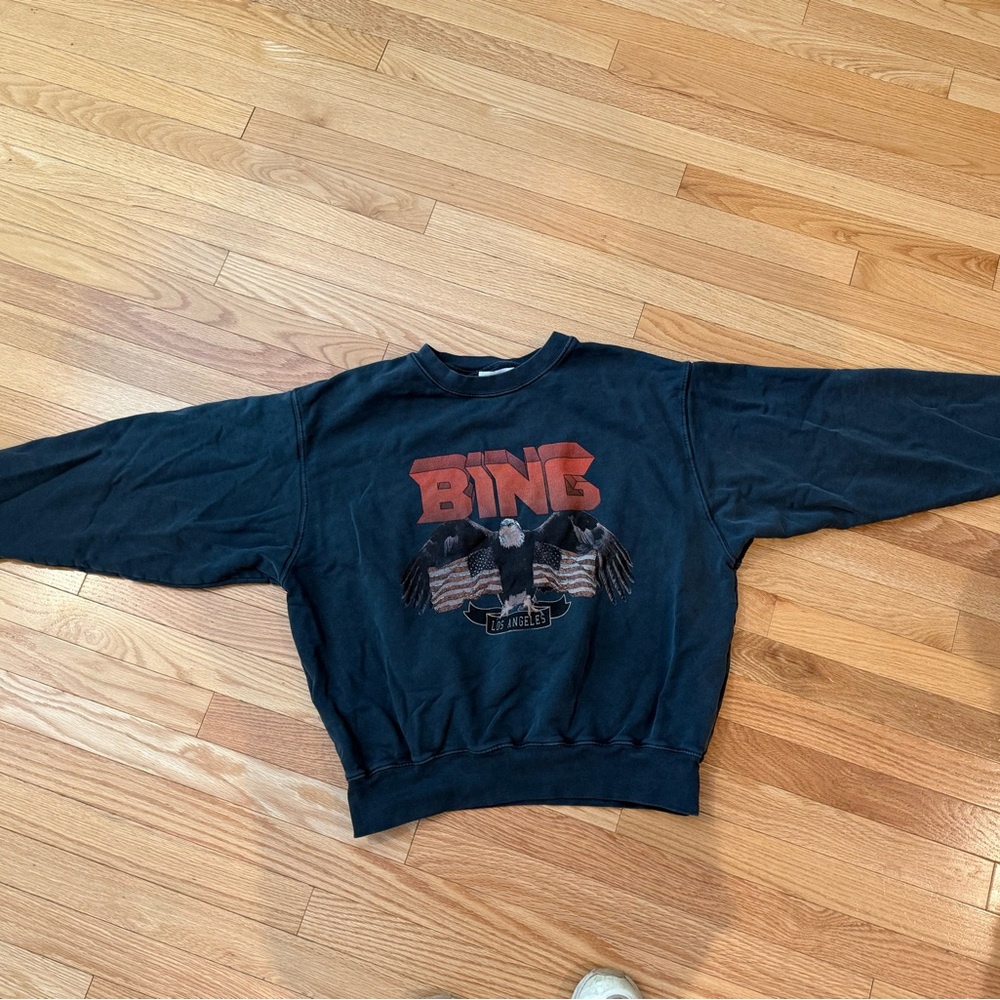 Anine Bing Charcoal Sweatshirt with Eagle and Red Text - Picture 6 of 8